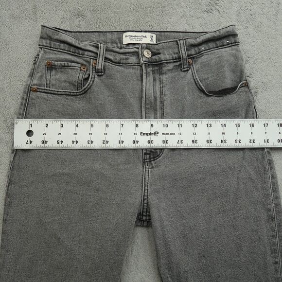 Abercrombie & Fitch Jeans Women's 6L Gray High-Rise Ankle Straight 28" Inseam - Picture 7 of 16